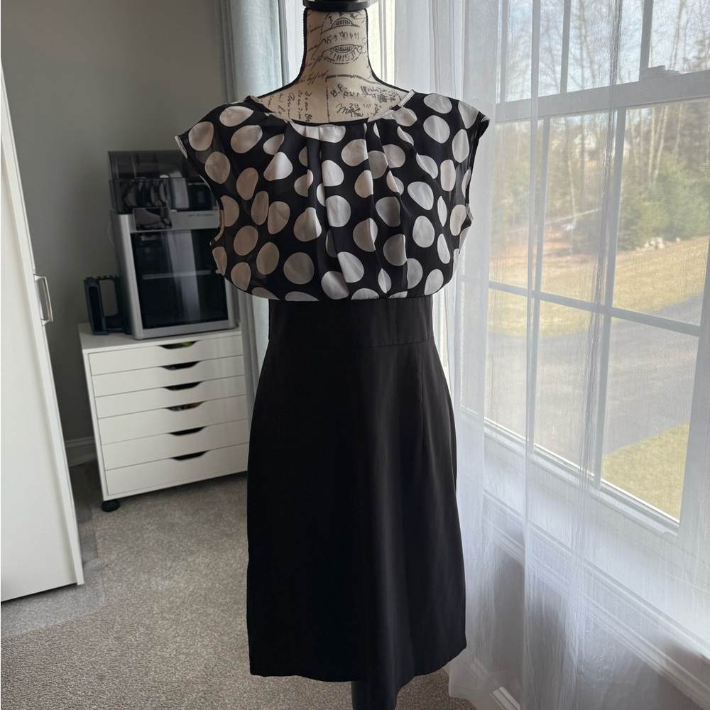 Elegant Black and White Polka Dot Dress